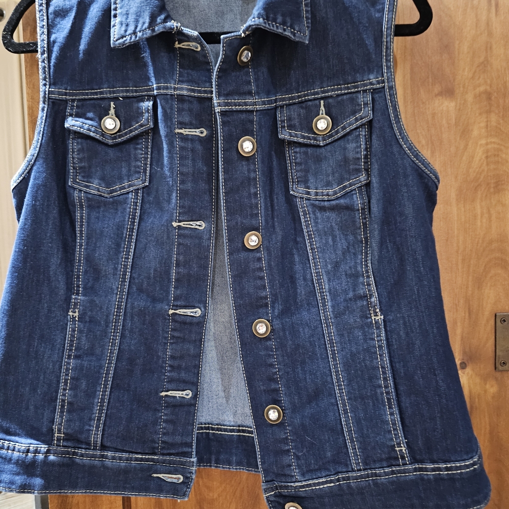 Christopher & Banks Blue Denim Vest